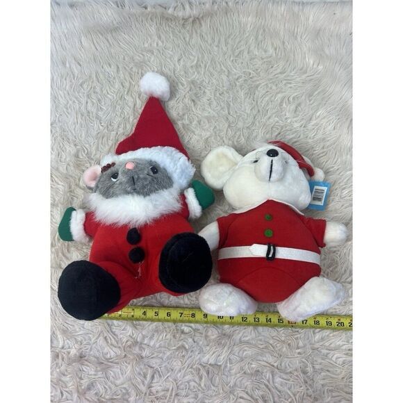 Dakin Fun Farm Vintage 1987 Holiday-Themed Merry Chris-Mouse Plush Toy Set Of 2 - Picture 4 of 12